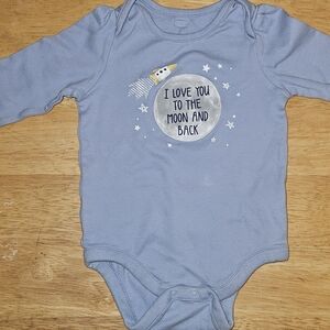 GAP Blue Bodysuit with Moon and Rocket Print